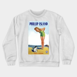 Vintage Travel Poster  Phillip Island Australia Crewneck Sweatshirt